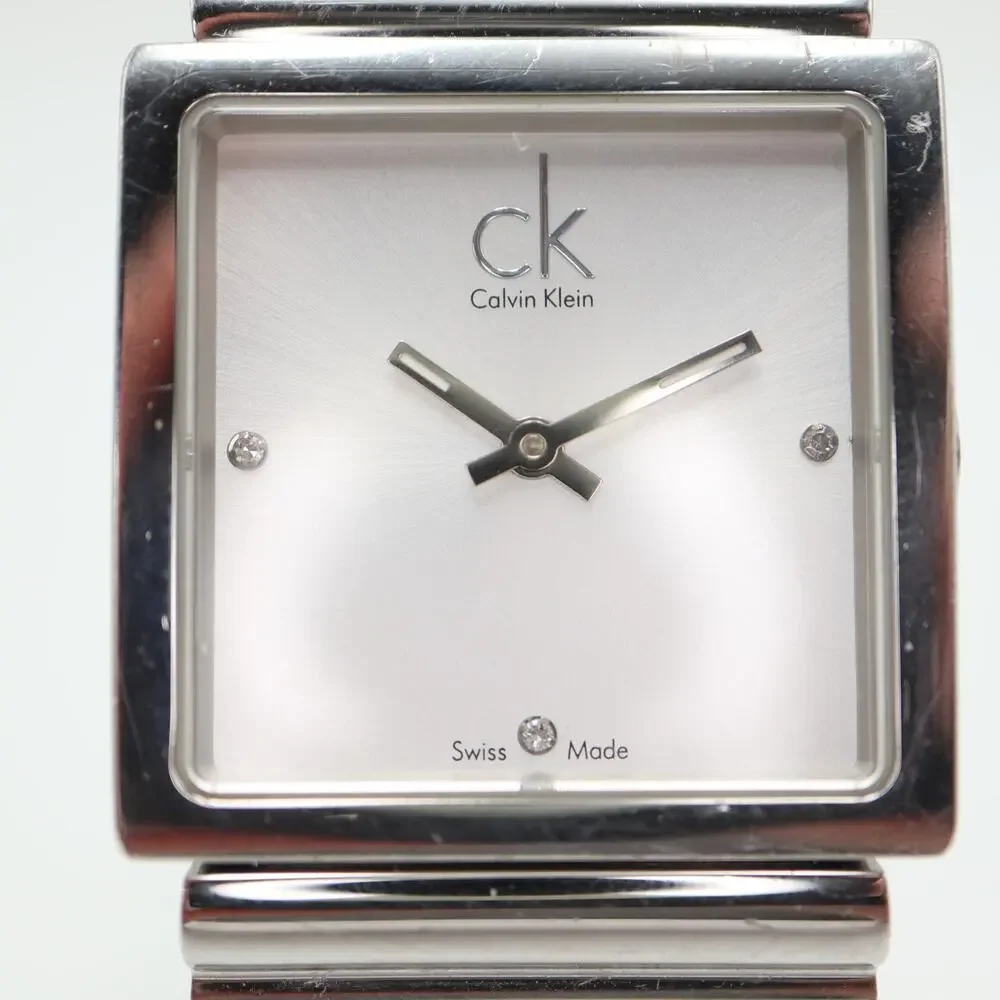 Calvin Klein Womens Swiss Made Diamond Watch 27mm Sapphire Crystal w New Battery